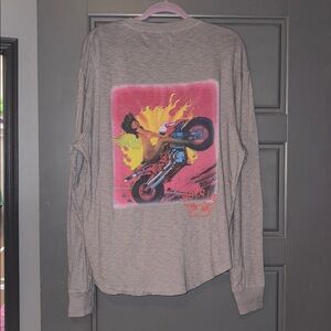 Boys Lie Gray Long Sleeve shirt with round neckline - girl on motorcycle design